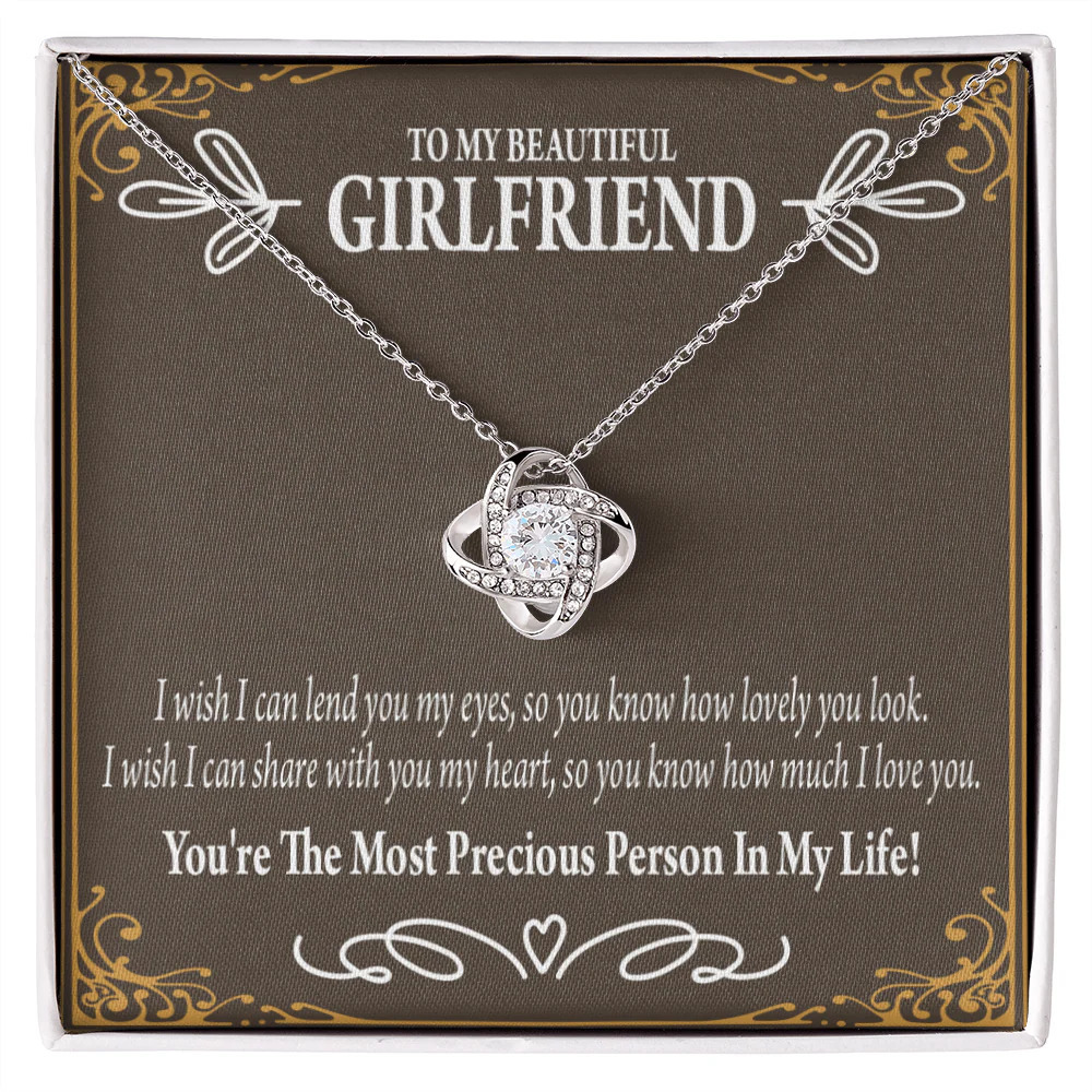 Girlfriend Precious Love Infinity Knot CZ Necklace Silver Tone Standard Box